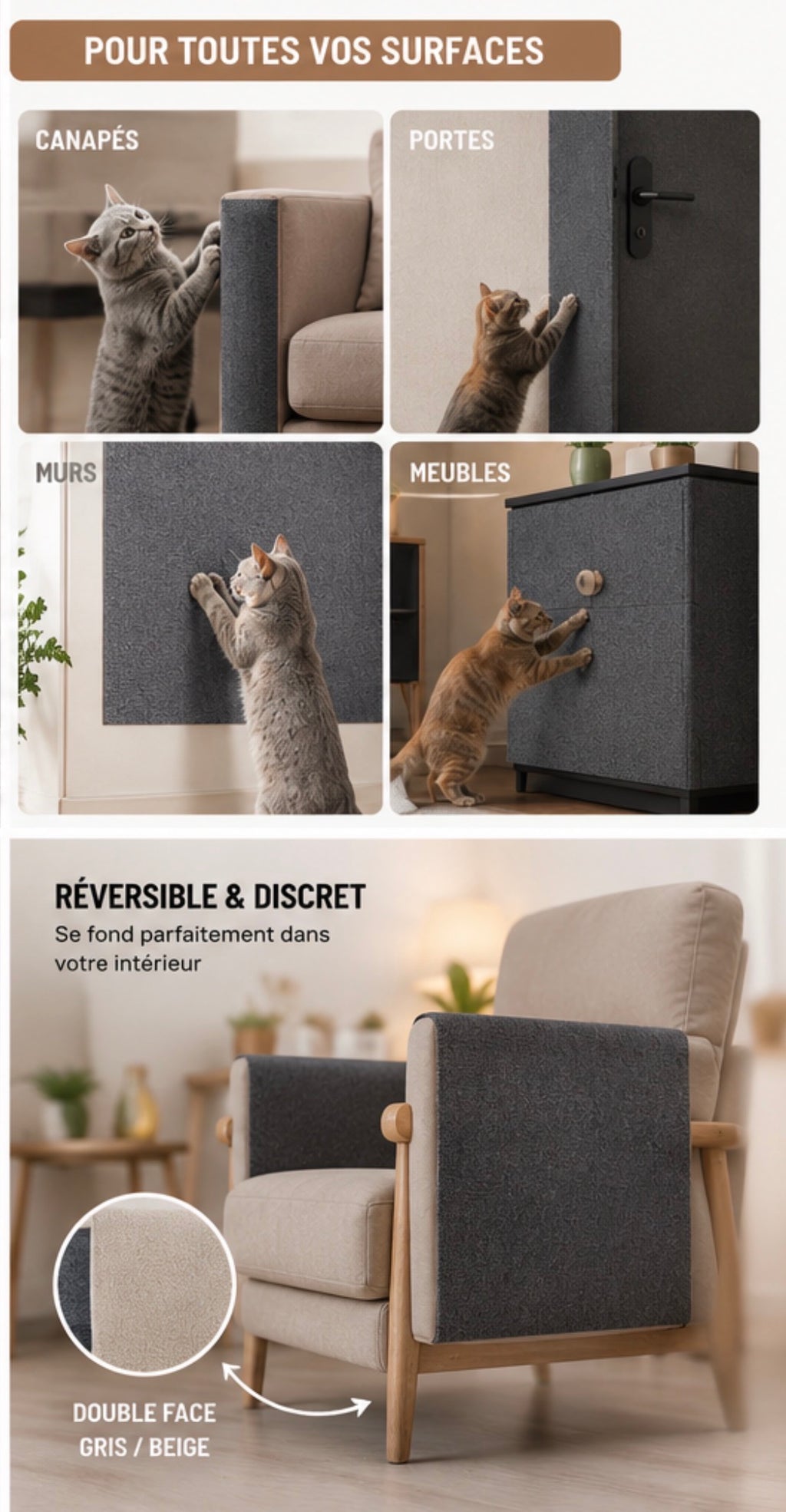 Protection anti-griffures GriffProtect pour canapé et mobilier